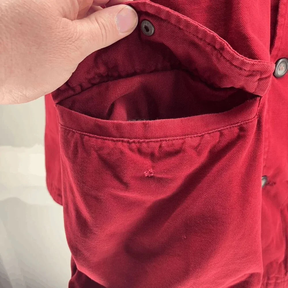 American‎ Eagle Jacket Mens XL Red Chore Barn Coat Flannel Lined Corduroy Collar